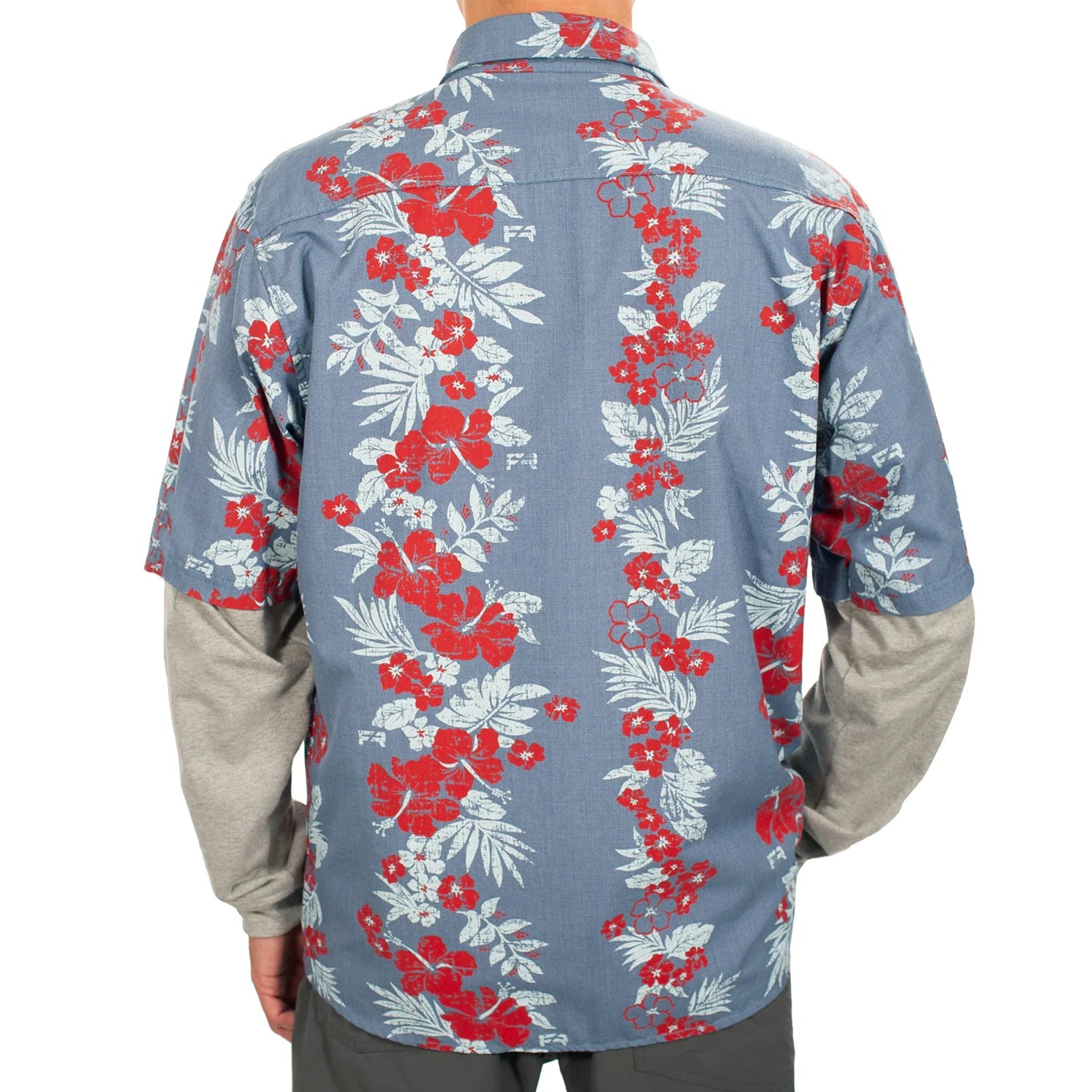 Women's Blue Purple Hawaiian Shirts Tropical Floral Summer Beach - Listentee