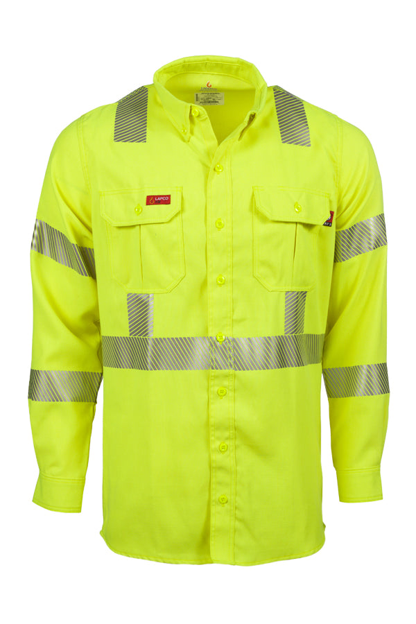 LAPCO FR TCSHV5C3 Hi-Viz Class-3 7oz. Modern Hi-Viz Uniform Shirts