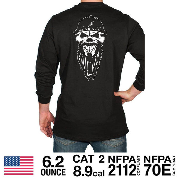 Benchmark 3118FR-BLB Bearded Lineman FR T-Shirt w/Front Logo Pocket 3XL / Black